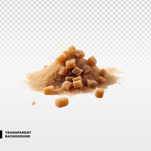 PSD brown sugar cubes on transparent background