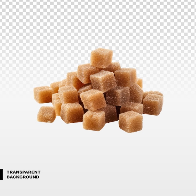 PSD brown sugar cubes on transparent background