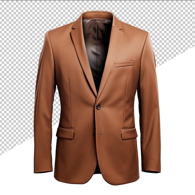 PSD a brown suit with a black tie on it is shown