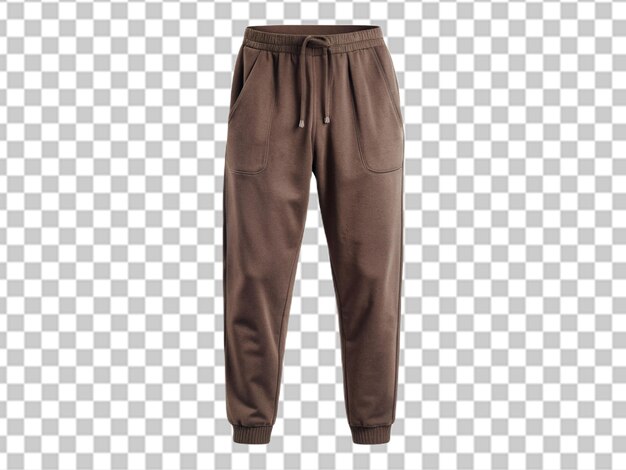 PSD brown sweatpants for sports isolated on transparent background