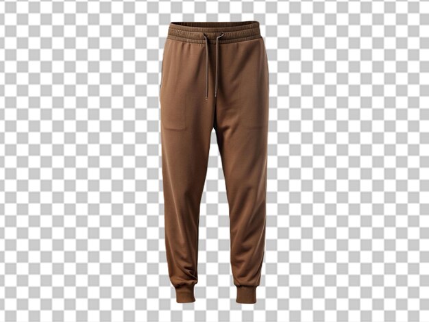 PSD brown sweatpants for sports isolated on transparent background