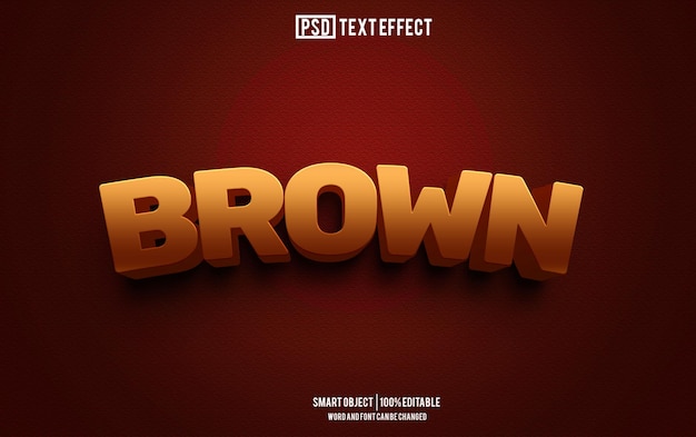 PSD brown text effect font editable typography 3d text