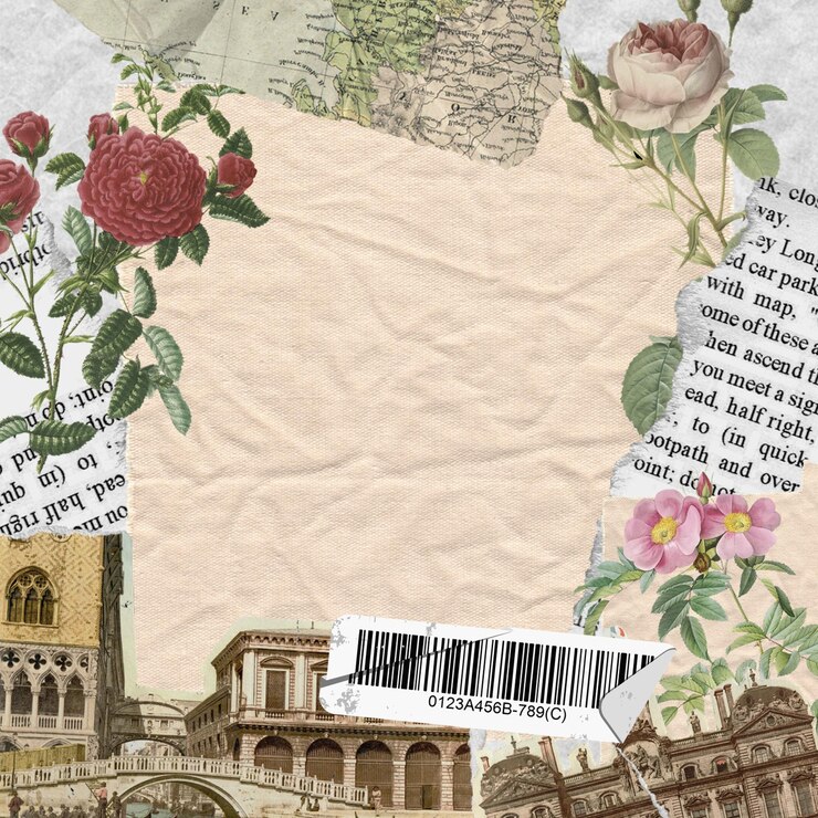 PSD brown vintage aesthetic scrapbook antique collage