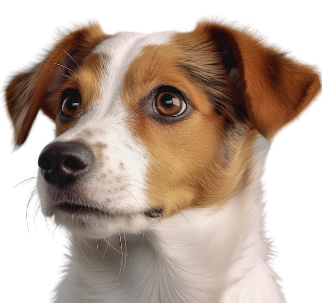 PSD a brown and white dog with a black nose on a transparent background generative ai