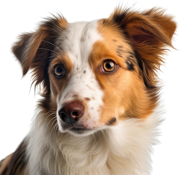 PSD un cane marrone e bianco con una macchia nera sulla sua faccia su uno sfondo trasparente ia generativa