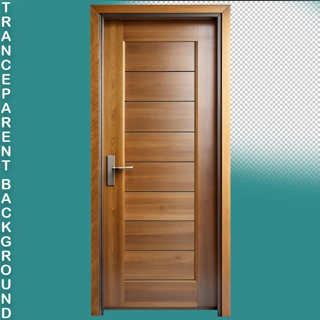 PSD brown wooden closed door on transparent background