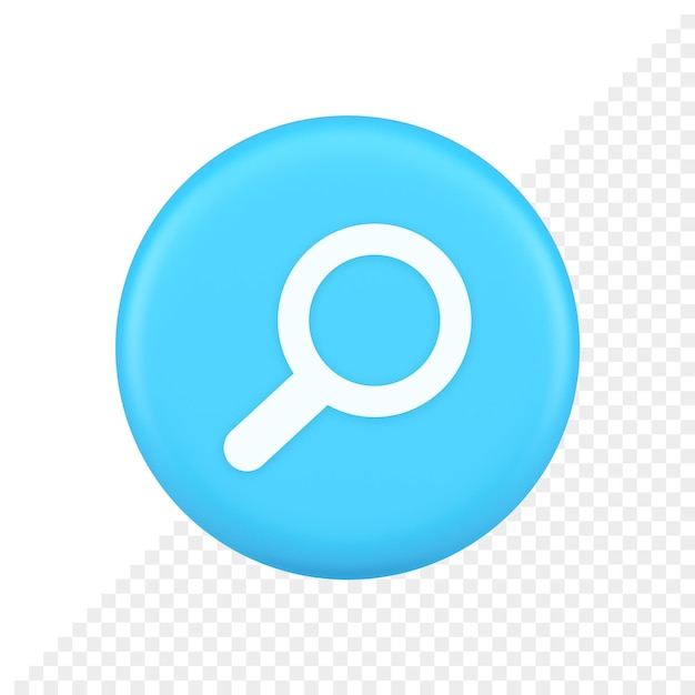 PSD browsen op internet zoeken knop vergrootglas analyseren van informatie 3d-realistische pictogram