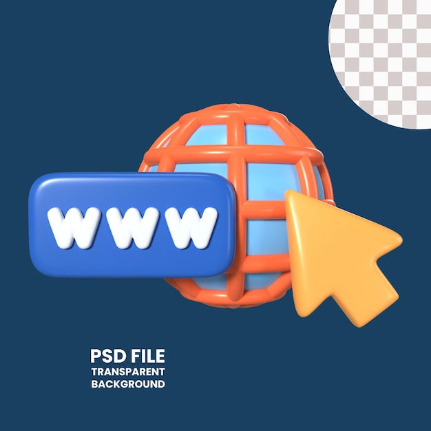 PSD icona di illustrazione 3d del browser