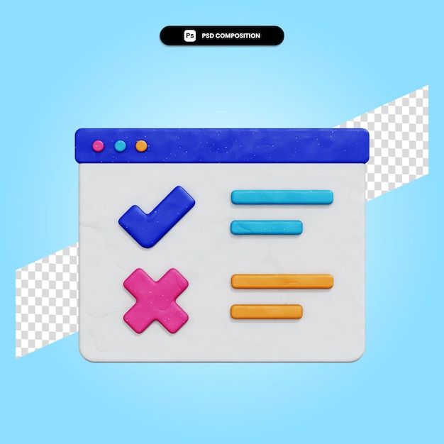 browser 3d render illustration isolated