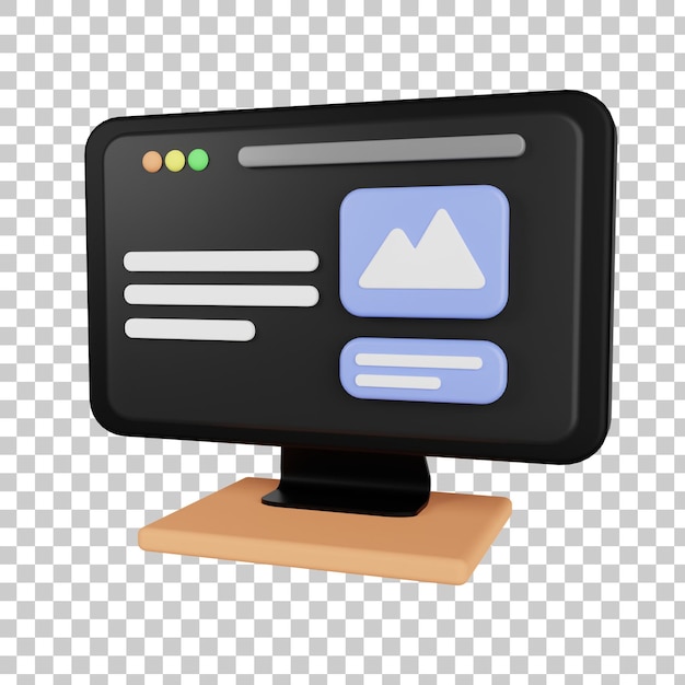 PSD browser in computer 3d illustration