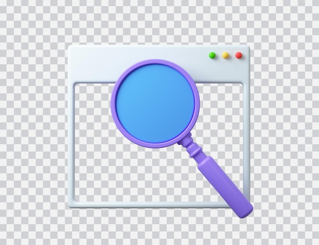 browser interface with search bar and magnifier empty template