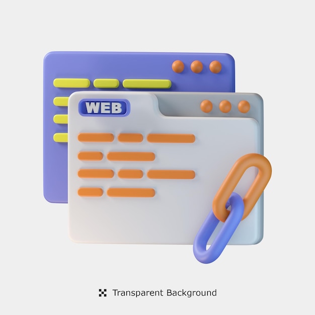 PSD illustrazione dell'icona 3d del collegamento del browser