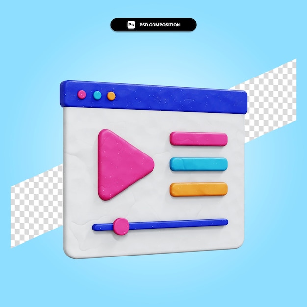 Browser-tabblad met lessen 3d render illustratie geïsoleerd