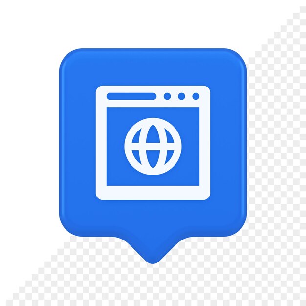 PSD browser website internet searching online connection button web page information 3d speech bubble icon