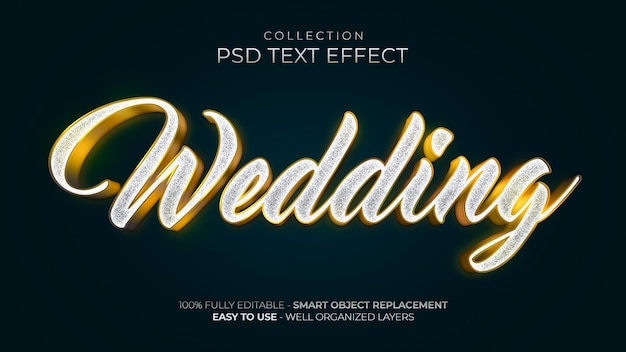 Bruiloft glitter gouden stijl kleur aangepast teksteffect