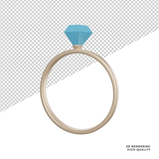 Bruiloft sieraden ring zijaanzicht pictogram 3d-rendering illustratie met transparante background