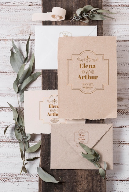 Bruiloft stilleven mockup met uitnodigingsontwerp