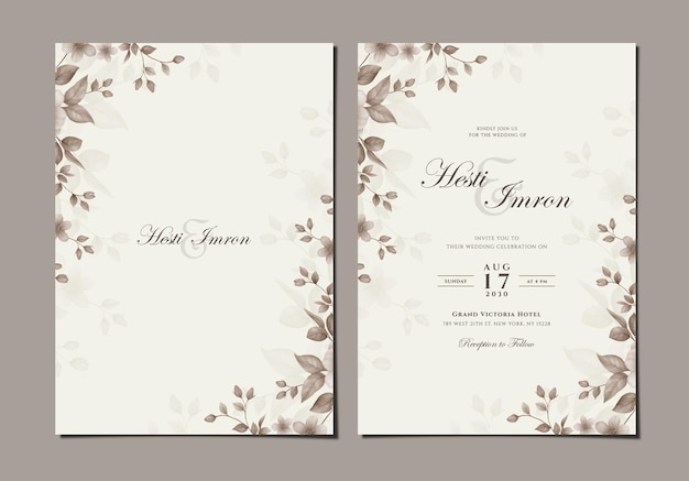 bruiloftskaart sjabloon met bloemen psd