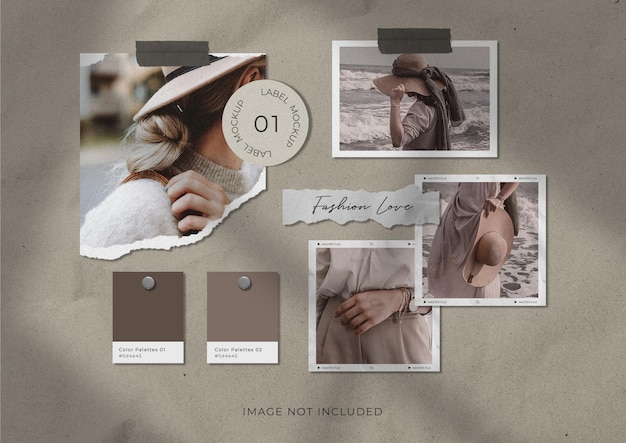 Bruin eenvoudige stijlvolle fotolijst set moodboard mockup