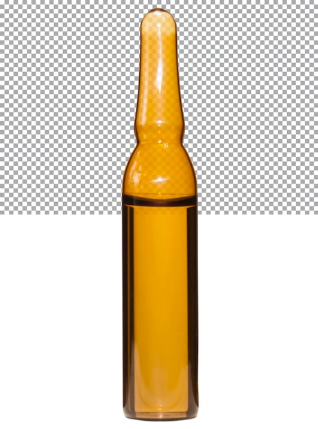 Bruine ampul met een injectie op een transparante achtergrond psd