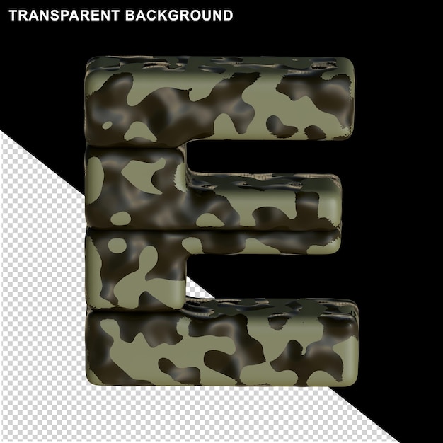 Bruine camouflage. 3d hoofdletter e