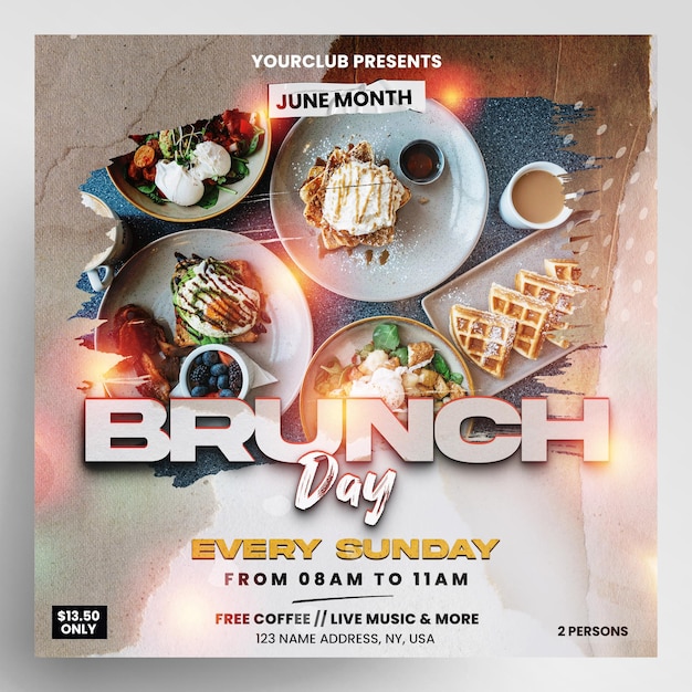 Flyer di instagram dell'evento del brunch