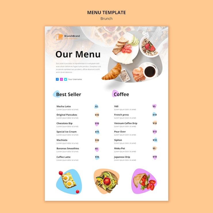 PSD brunch menu template concept