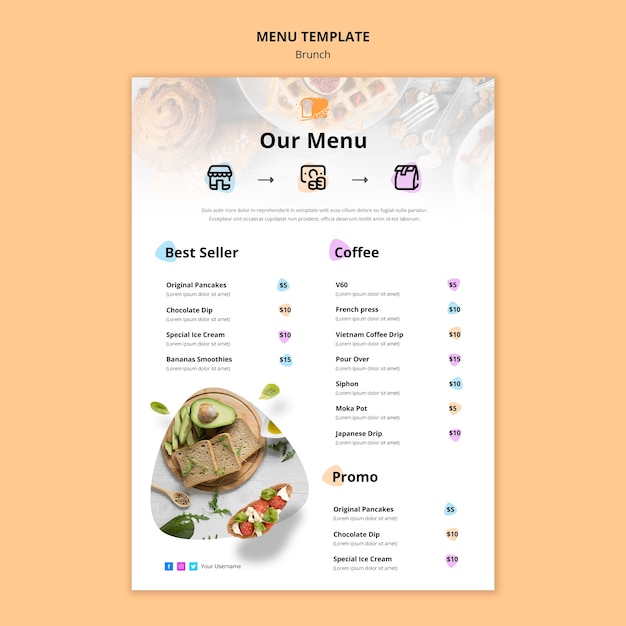 PSD brunch menu template design