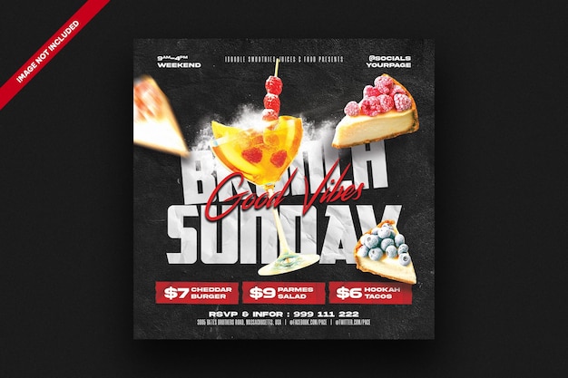 PSD brunch sunday socials media template