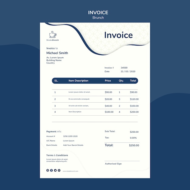 brunch theme for invoice template
