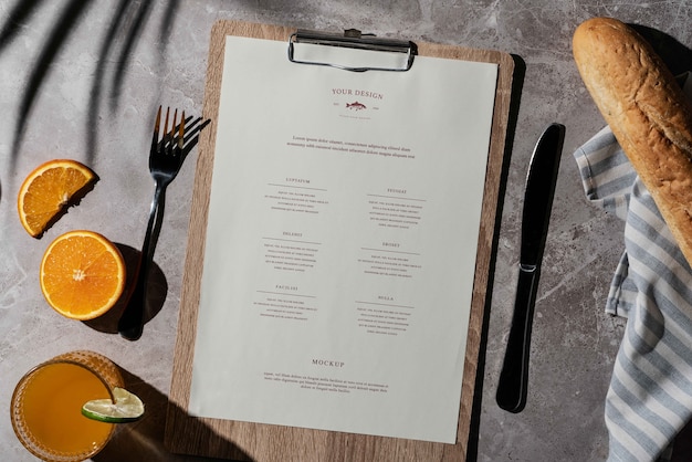 PSD brunchmenu mock-up scene