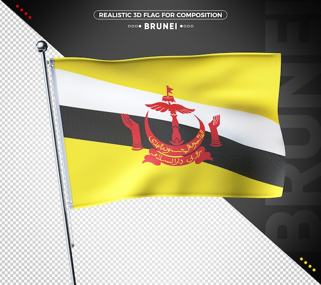 Brunei 3D flag with realistic texture