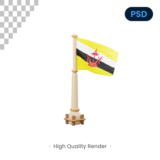 Флаг Брунея 3D значок