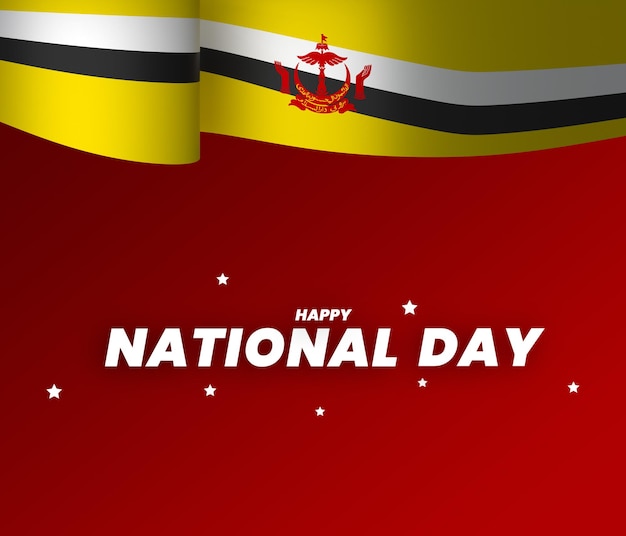 Brunei Flag Element Design Narodowy Dzień Niepodległości Baner Wstążka Psd