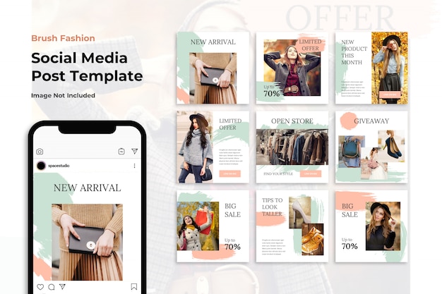 Brush Fashion Store Szablony mediów społecznościowych Szablony Instagram