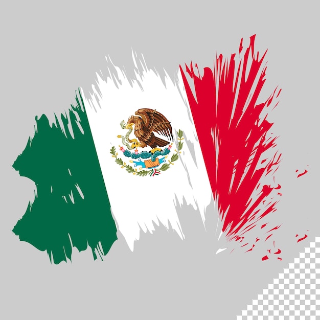 브러시 플래그 멕시코 투명 배경 멕시코 브러시 스트로크 플래그 디자인 템플릿 요소