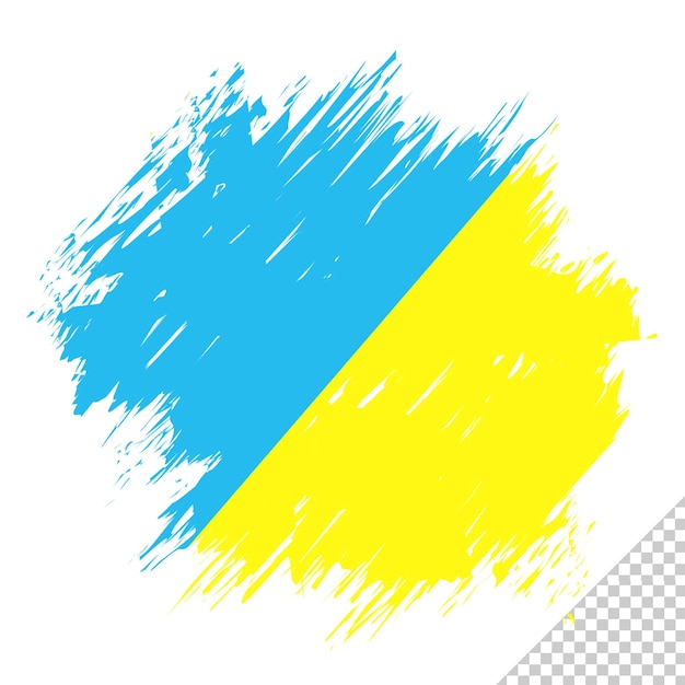Elemento del modello di disegno della bandiera dell'acquerello del pennello dell'ucraina sfondo trasparente della bandiera dell'ucraina