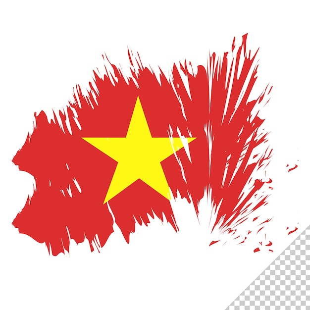 브러시 깃발 베트남 투명한 배경 베트남 브러시 수채화 깃발 디자인 템플릿 요소