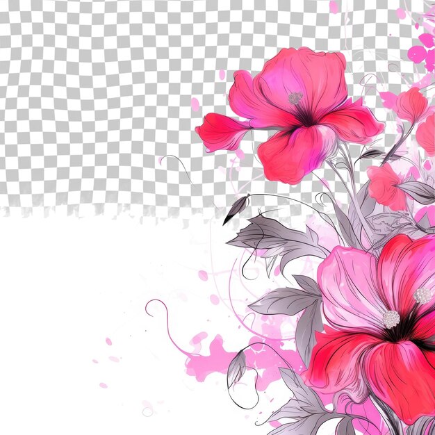 PSD brush flower background for wallpaper and theme isolated on transparent background