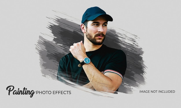 PSD brush painting effect layer style mockup template