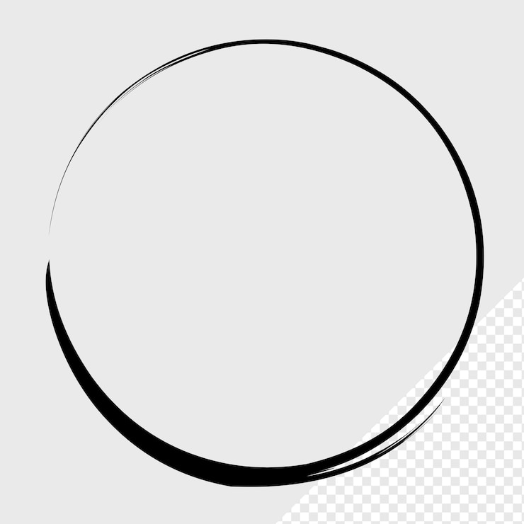 PSD brush stroke frame circle design element transparent basic shape circle frame brush stroke black