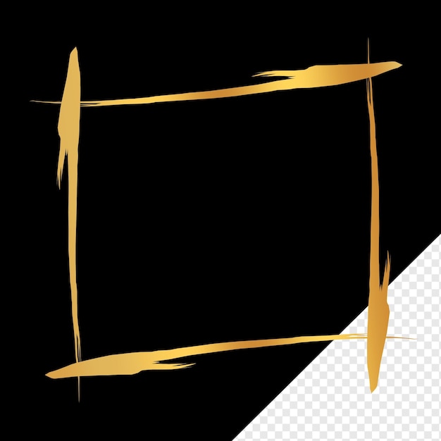 brush stroke frame rectangle design element transparent basic shape square frame brush stroke gold