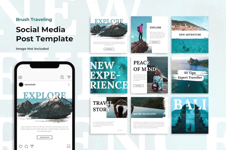 PSD brush travel adventure vacation social media banner instagram templates