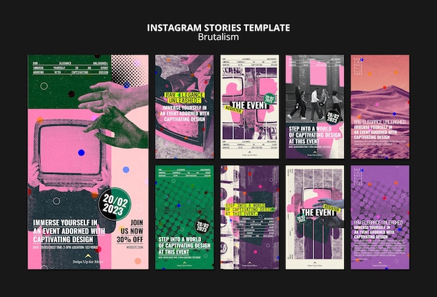 PSD brutalism concept instagram stories