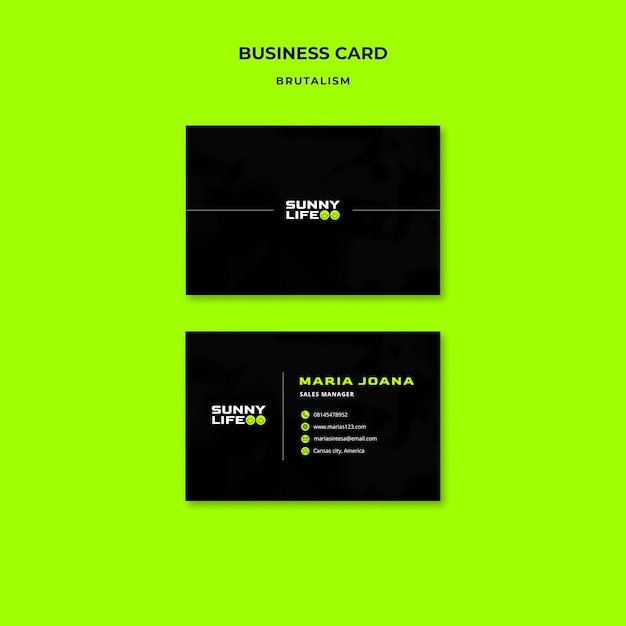 PSD brutalism style business card template