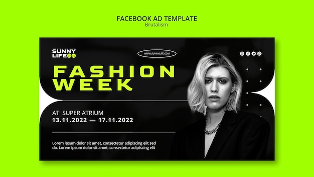 Шаблон facebook в стиле брутализма