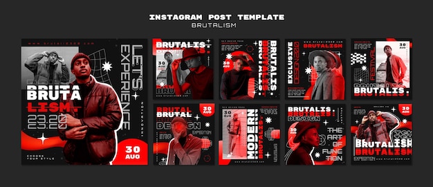 PSD brutalism style  instagram posts