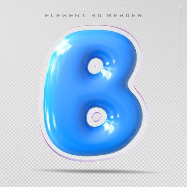 PSD bubble blue letter b font 3d