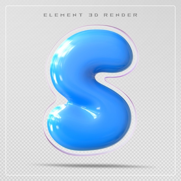 PSD bubble blue letter s font 3d