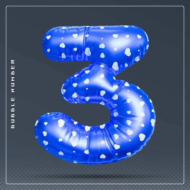 PSD bubble blue number 3